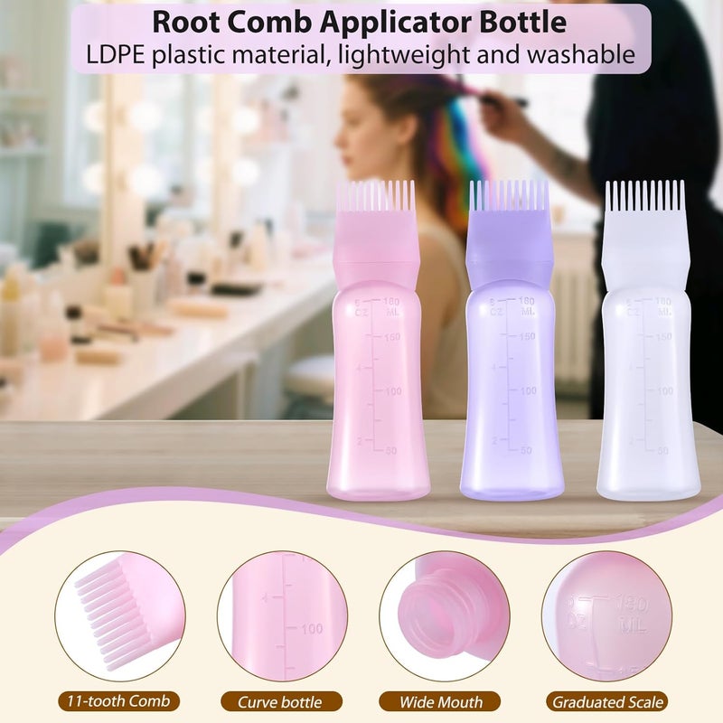 Dymoece D Root Comb Applicator Bottle 6 Ounce Hair Oil Applicator for Hair Dye, Hair Oiler Comb Bottle with Graduated Scale - Image 3